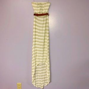 Gold and White Striped Sleeveless Dress